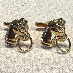 Hickok‎ Cufflinks Horse Head Hitching Post Gold Tone